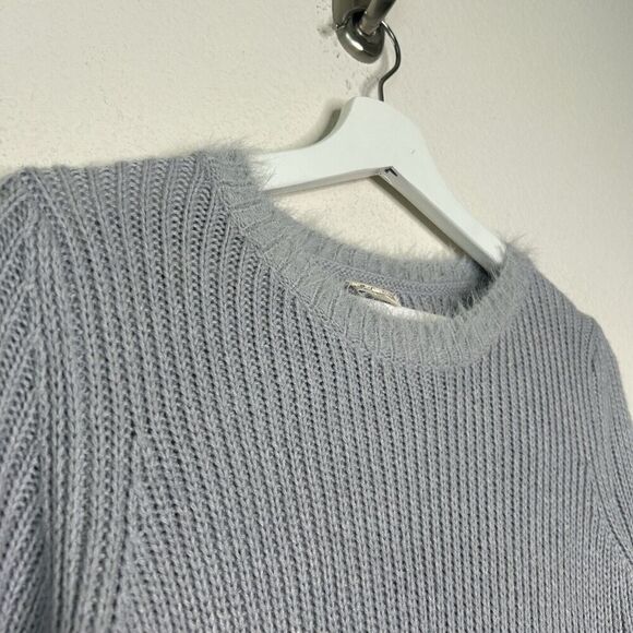 Hem & Thread Gray Faux Fur Hem , Cuff and Collar Sweater S - Picture 2 of 9